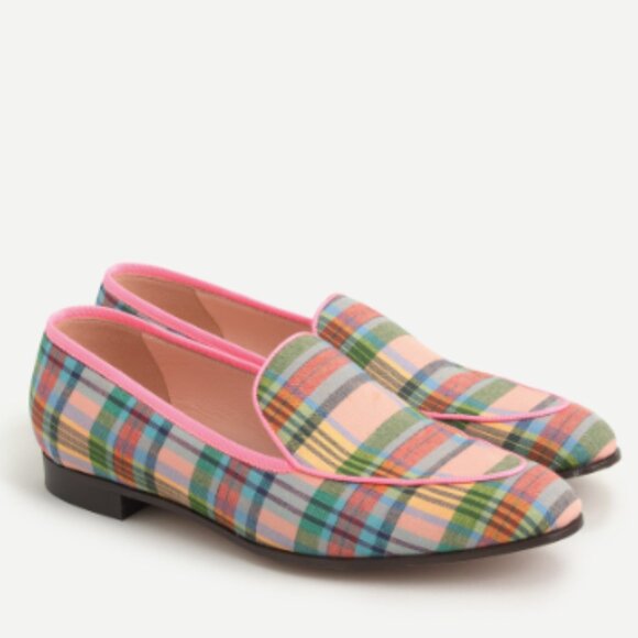 J. Crew Shoes - J. Crew Ribbon Plaid Academy loafers green blue yellow - 10